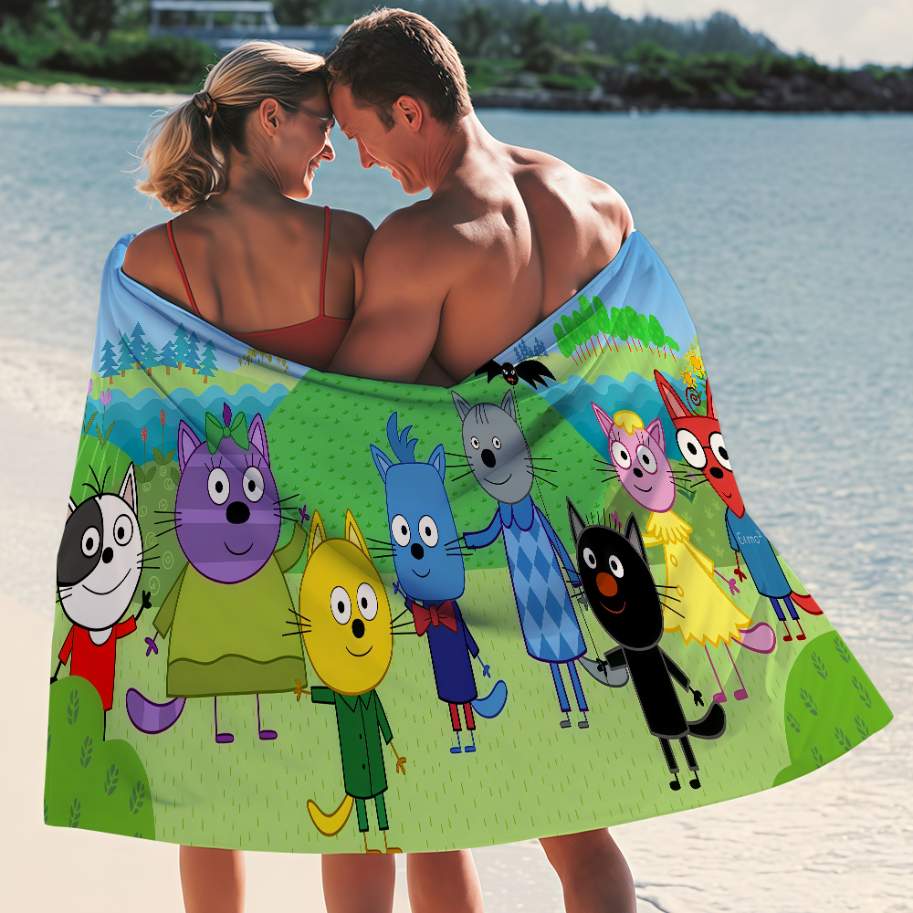 Travel Yoga Accessories - Cartoon Kid-E-Cats Towel Bleach Towels Yoga