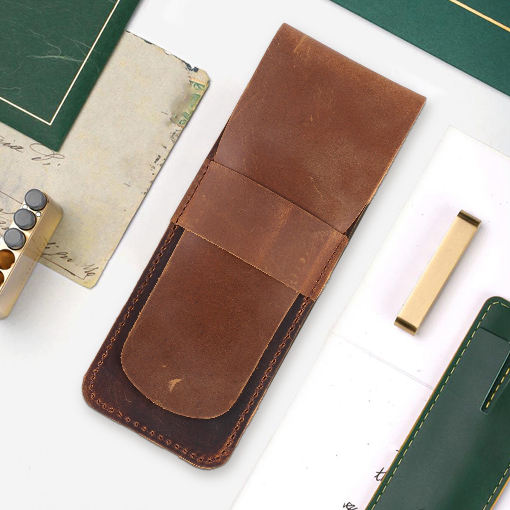 Travel Journal Accessories - (WSFS) Handmade Leather Pencil Storage Bag