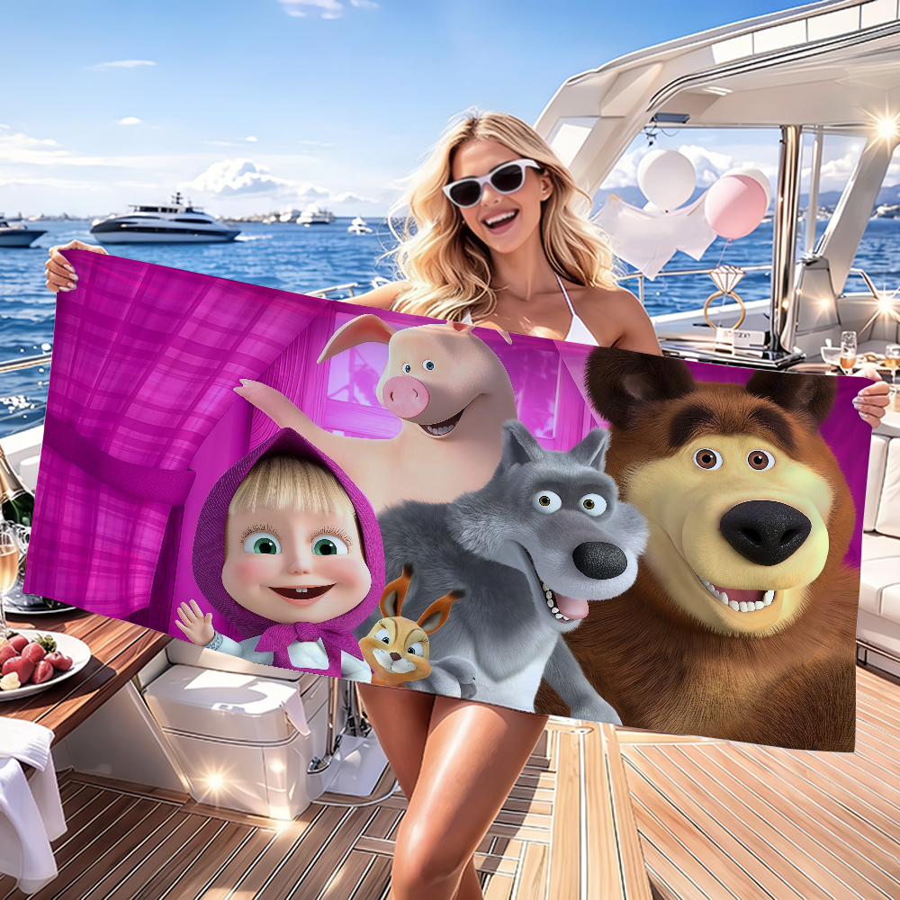 Travel Yoga Accessories - Cartoon Masha and The Bear Towel
