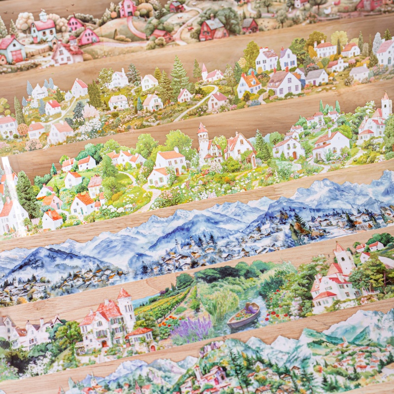 Travel Journal Accessories - 6 Rolls 6Cm×200Cm Village Themed Tape
