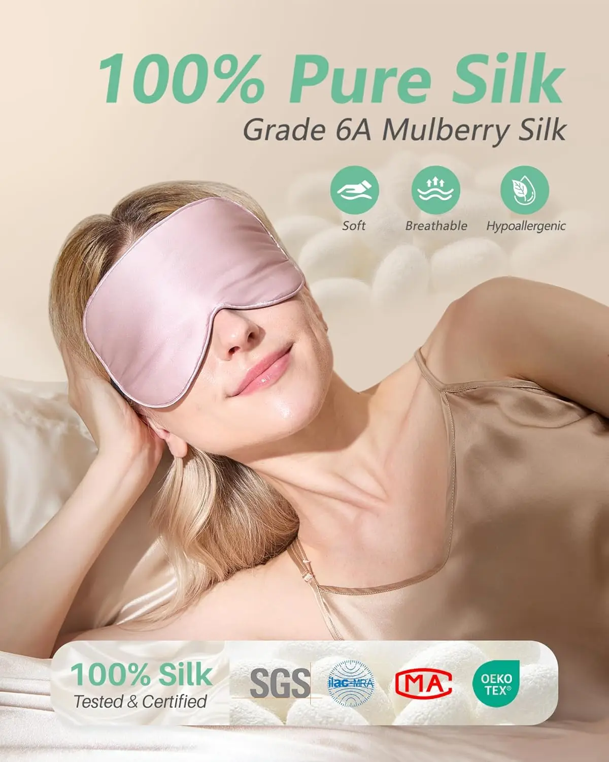 100% Pure Mulberry Silk Sleep  - Eye Mask Sleep Travel 评论和价格