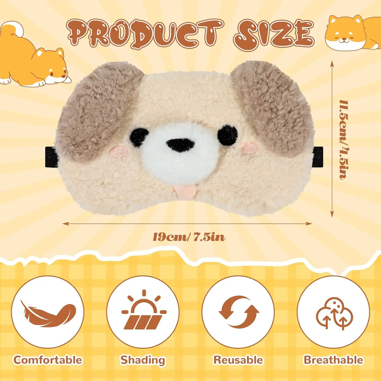 Cute Plush Dog Eye Mask Set, S - Eye Mask Sleep Travel 评论和价格