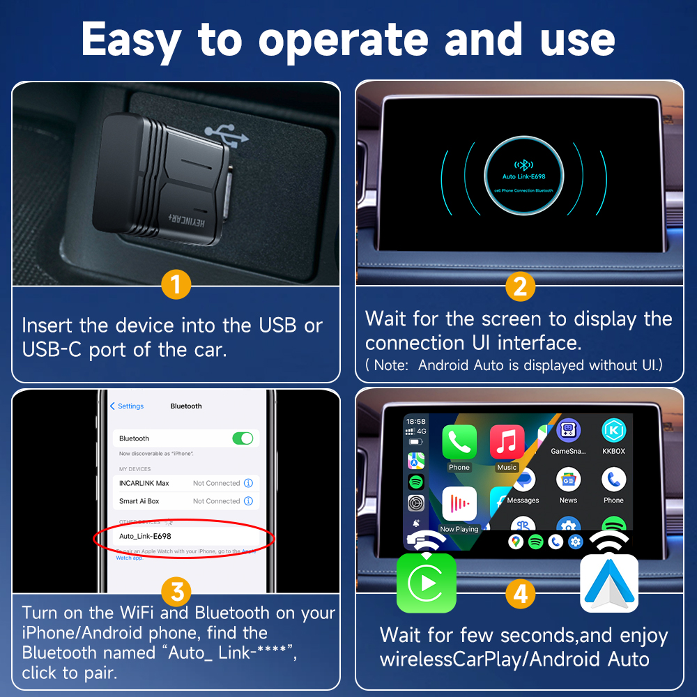 HEYINCAR Wireless CarPlay Apap - Travel Plug Type C 评论和价格