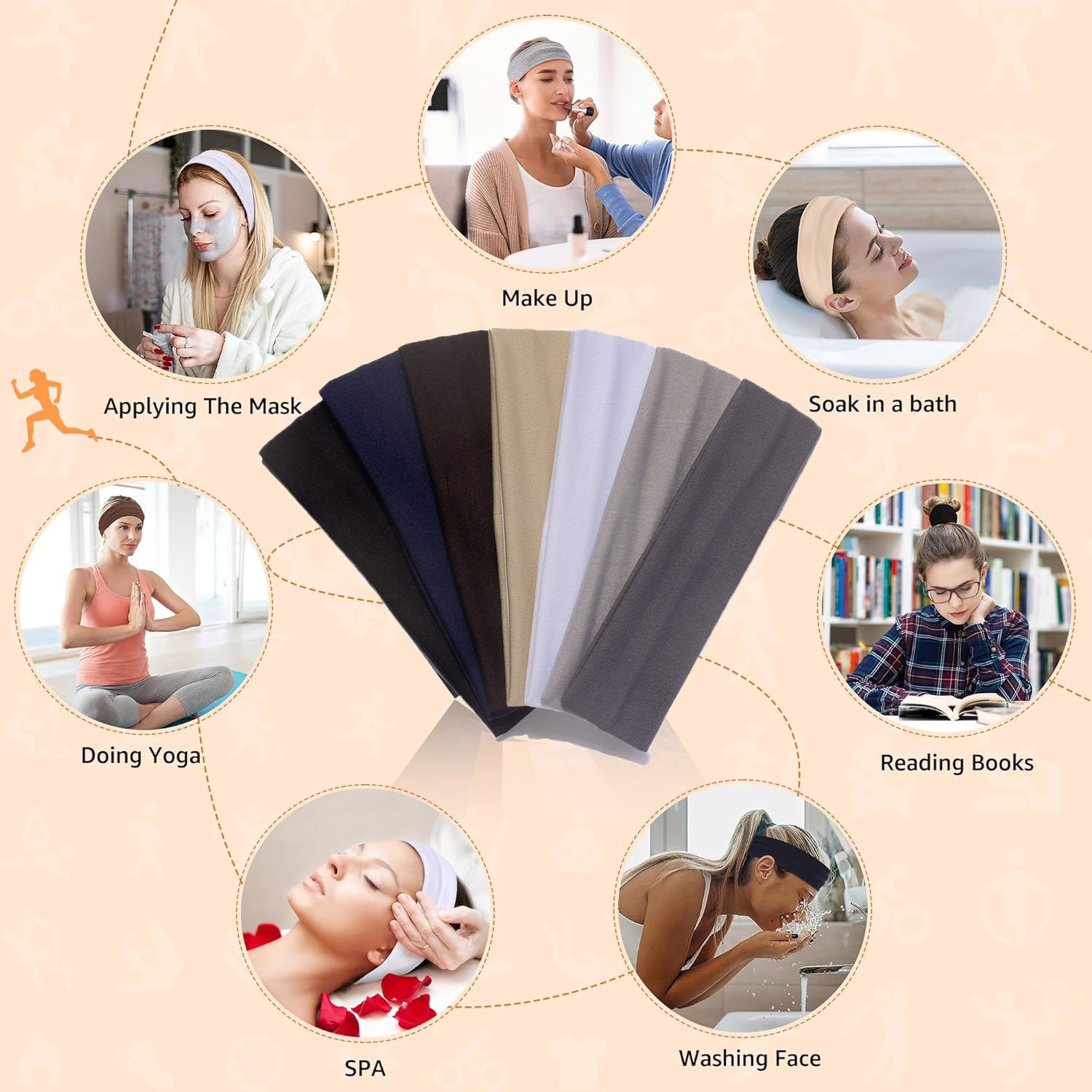 Women Black Elastic Yoga Headb - Travel Yoga Accessories 评论和价格