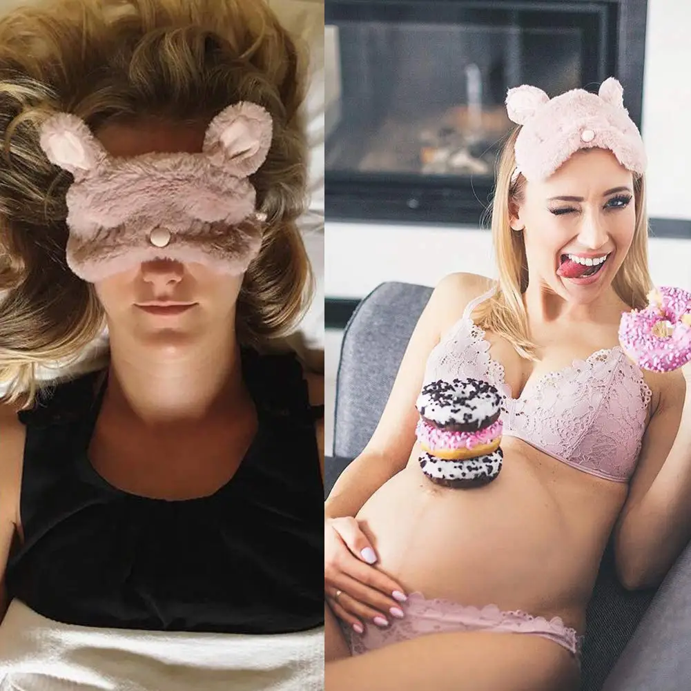 Cute Fuzzy Rabbit Ear Eye Mask - Eye Mask Sleep Travel 评论和价格