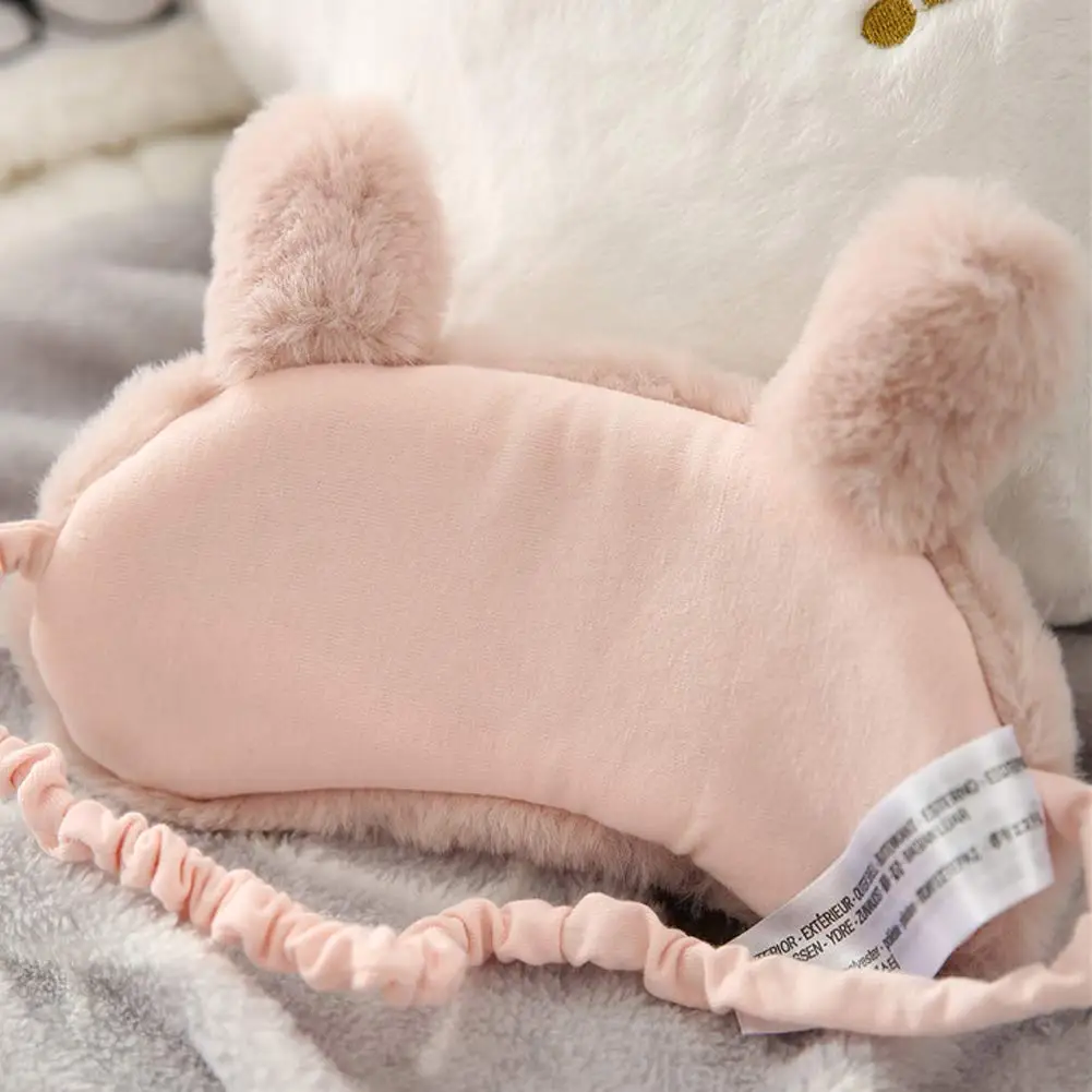 Cute Fuzzy Rabbit Ear Eye Mask - Eye Mask Sleep Travel 评论和价格
