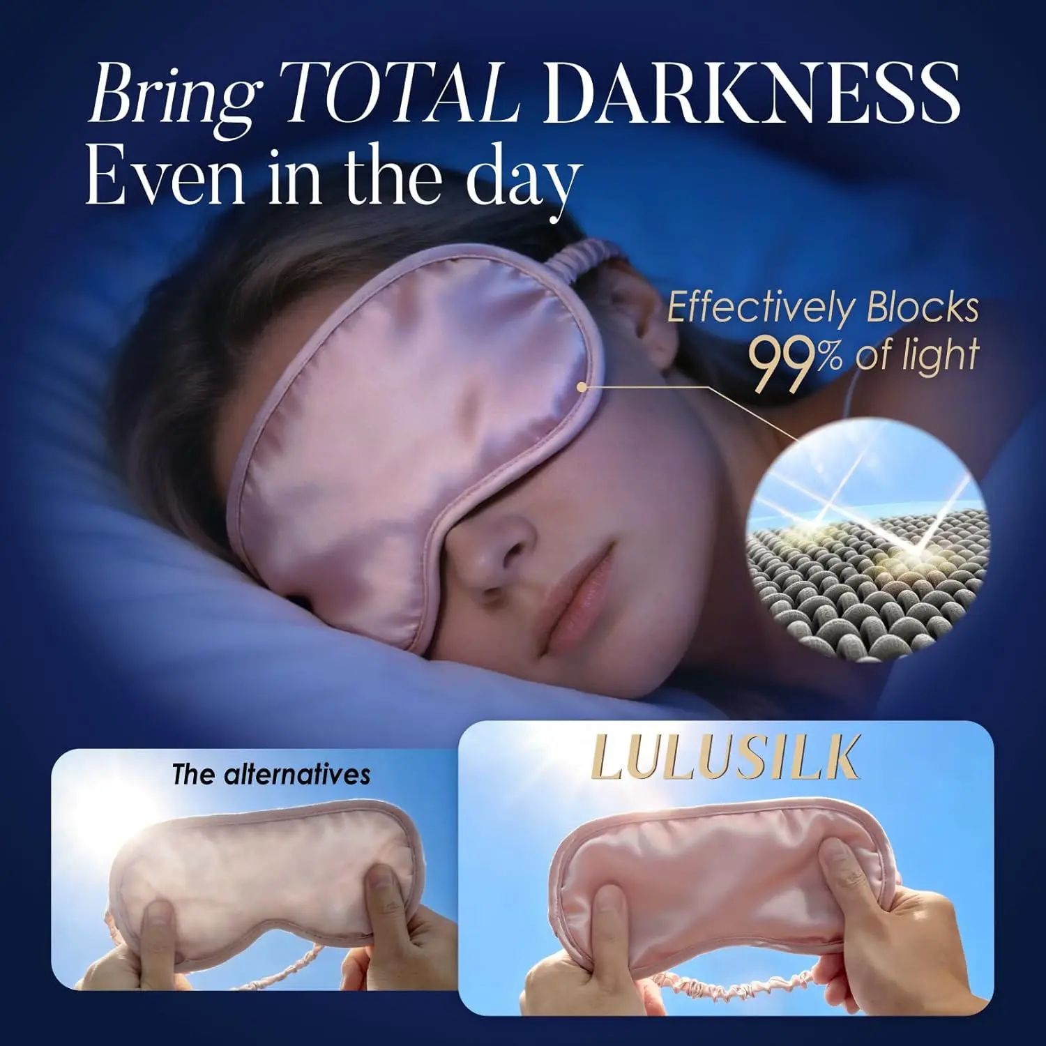 Pink Mulberry Silk Eye Mask wi - Eye Mask Sleep Travel 评论和价格
