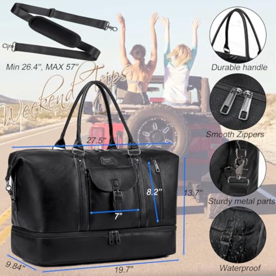 Faux Leather Travel Duffel Bag - Shoe Bag Travel 评论和价格