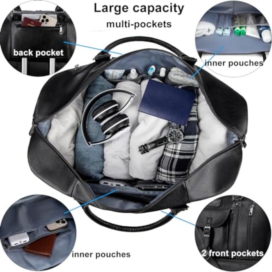 Faux Leather Travel Duffel Bag - Shoe Bag Travel 评论和价格