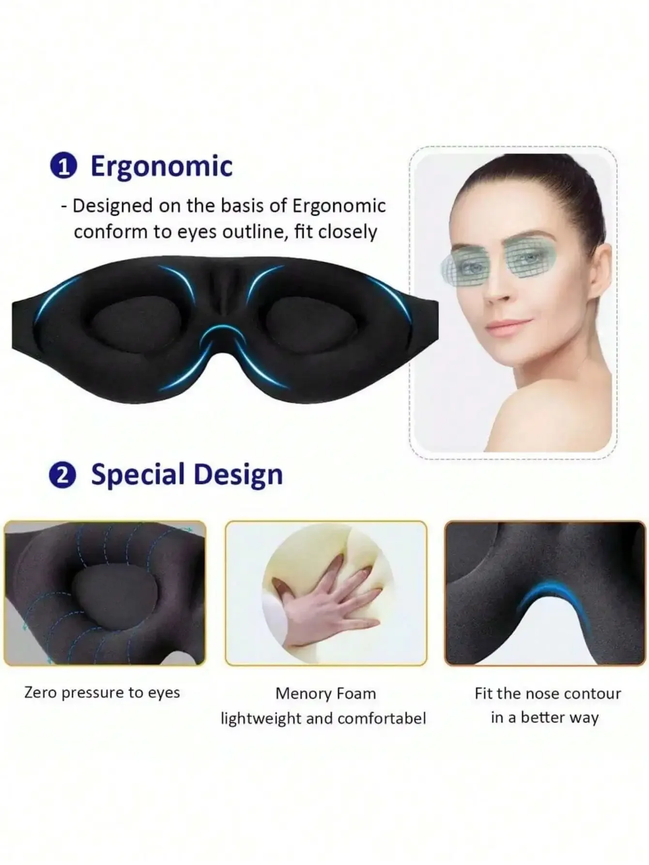 1pc 3D Sleep Mask Natural Slee - Eye Mask Sleep Travel 评论和价格