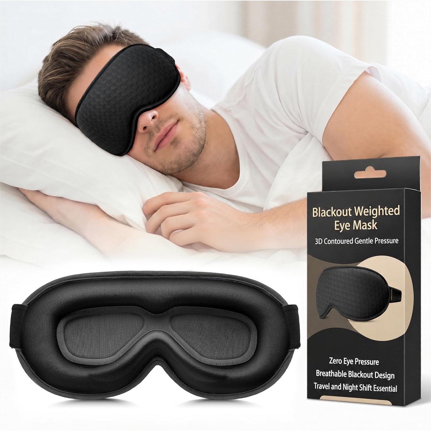 Blackout Weighted Eye Mask For - Eye Mask Sleep Travel 评论和价格