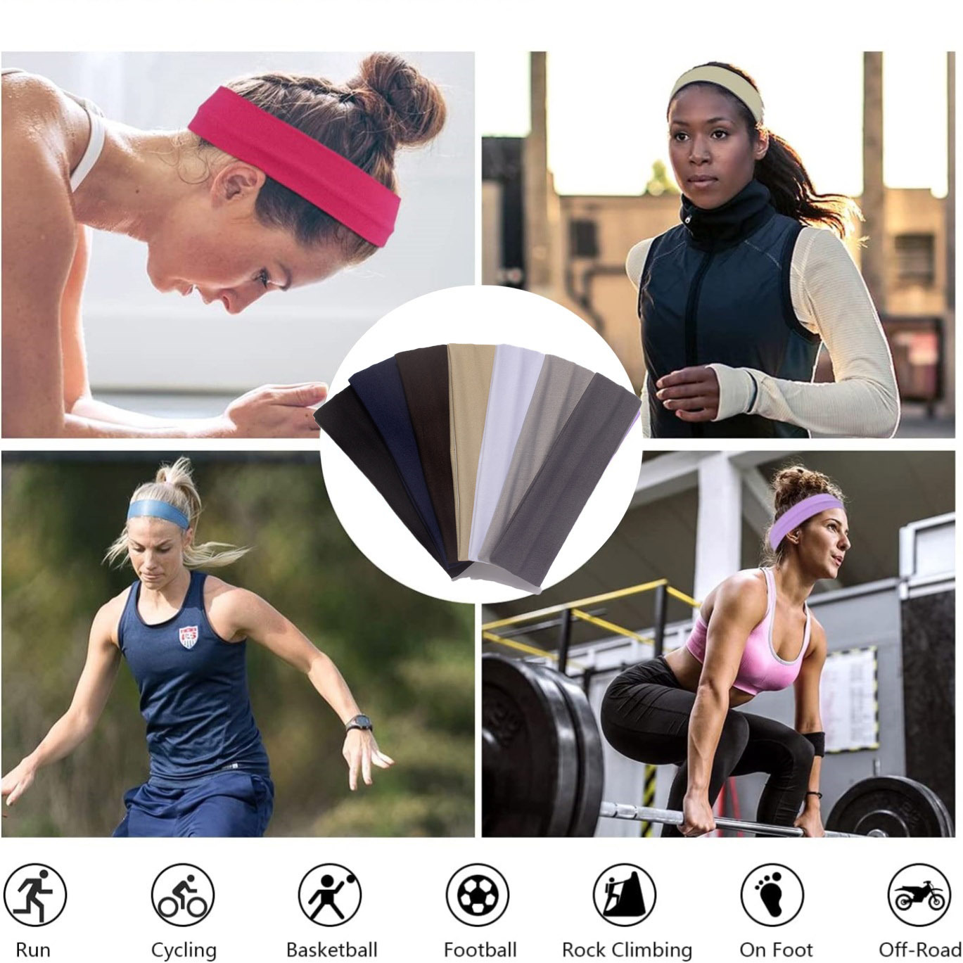 Women Gray Elastic Yoga Headba - Travel Yoga Accessories 评论和价格